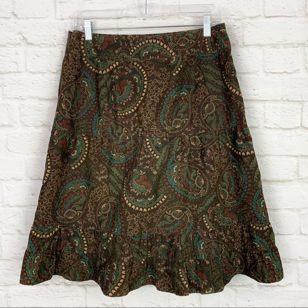 Loft Ann Taylor Paisley Corduroy Peasant Skirt 4 - Picture 4 of 5